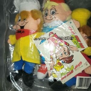 Kellogg's Rice Krispies Cereal Snap Crackle Pop Plush Bean Bag Toys NWT SEALED